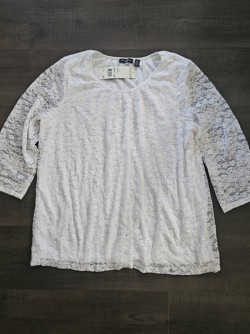 Notations White Lace Scoop Neck Blouse Size 2X NWT